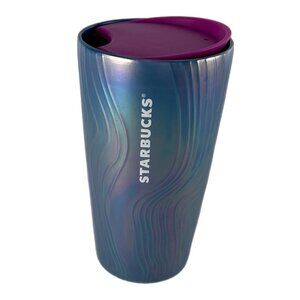 Gorgeous Starbucks 2022 Blue Teal Iridescent Ceramic 12 oz Travel Cup, EUC